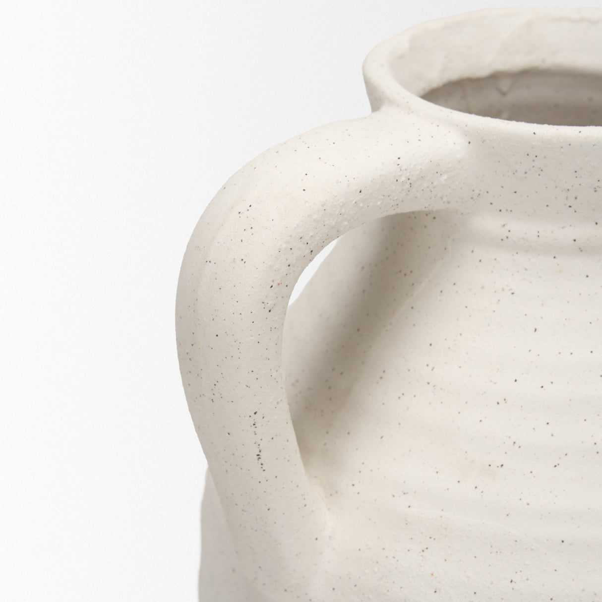 Tyrus Large Textured Matte White w/ Speckling Ceramic Vase by Mercana at Eve Furniture