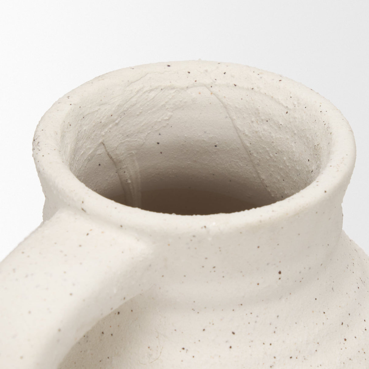 Tyrus Medium Textured Matte White w/ Speckling Ceramic Vase by Mercana at Eve Furniture