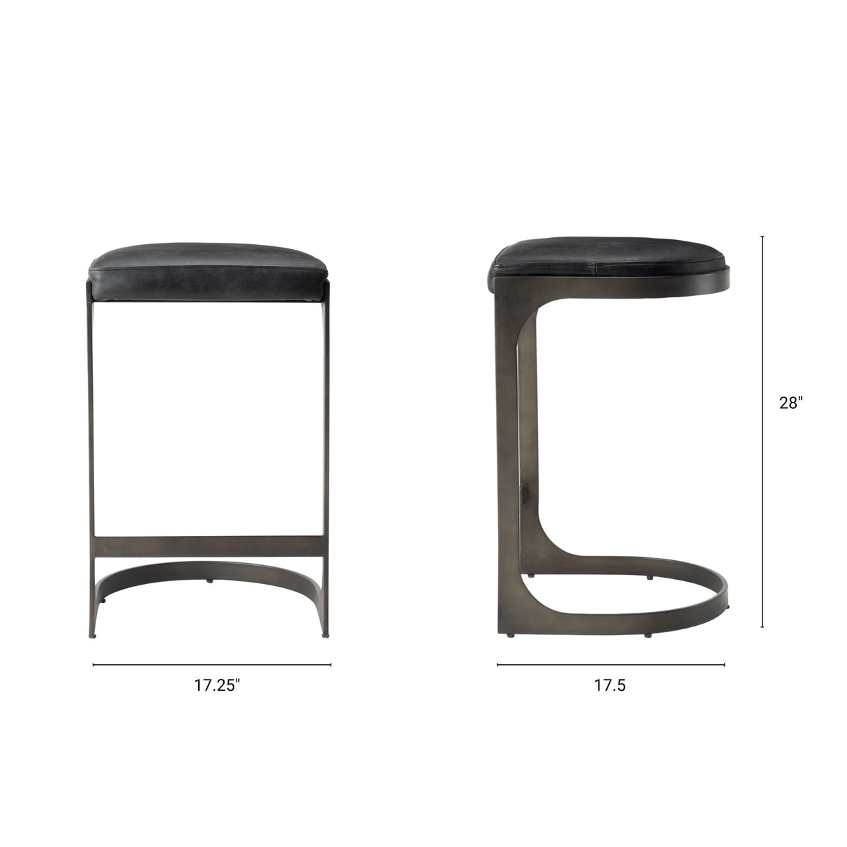 Tyson 17L x 18W x 28H Black Leather W/ Metal Frame Counter Stool by Mercana at Eve Furniture