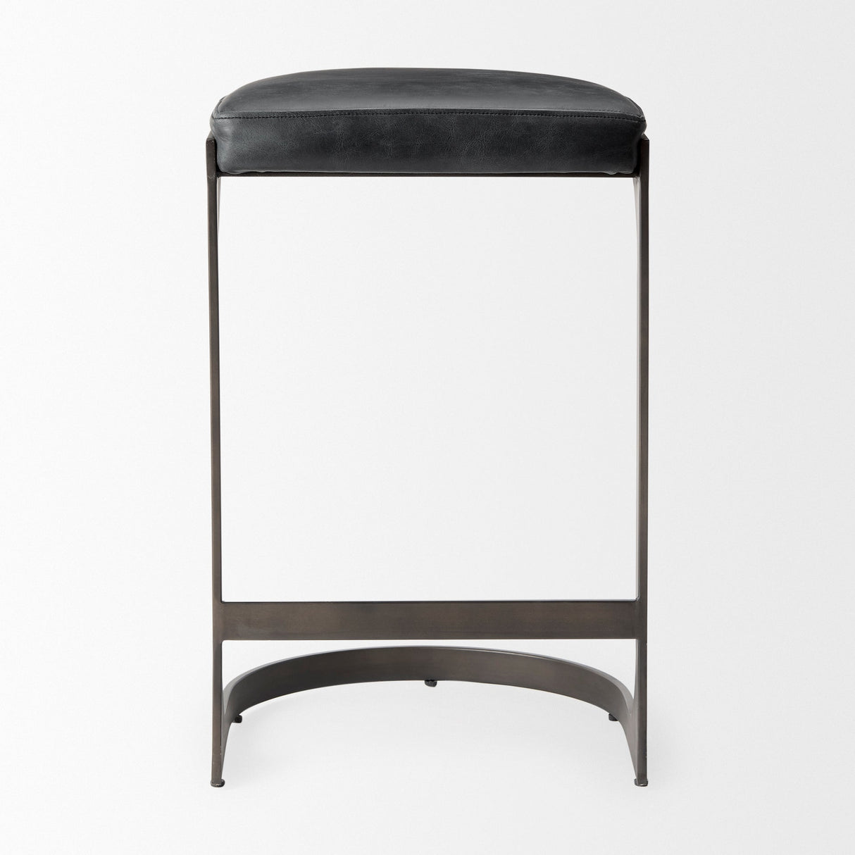 Tyson 17L x 18W x 28H Black Leather W/ Metal Frame Counter Stool by Mercana at Eve Furniture