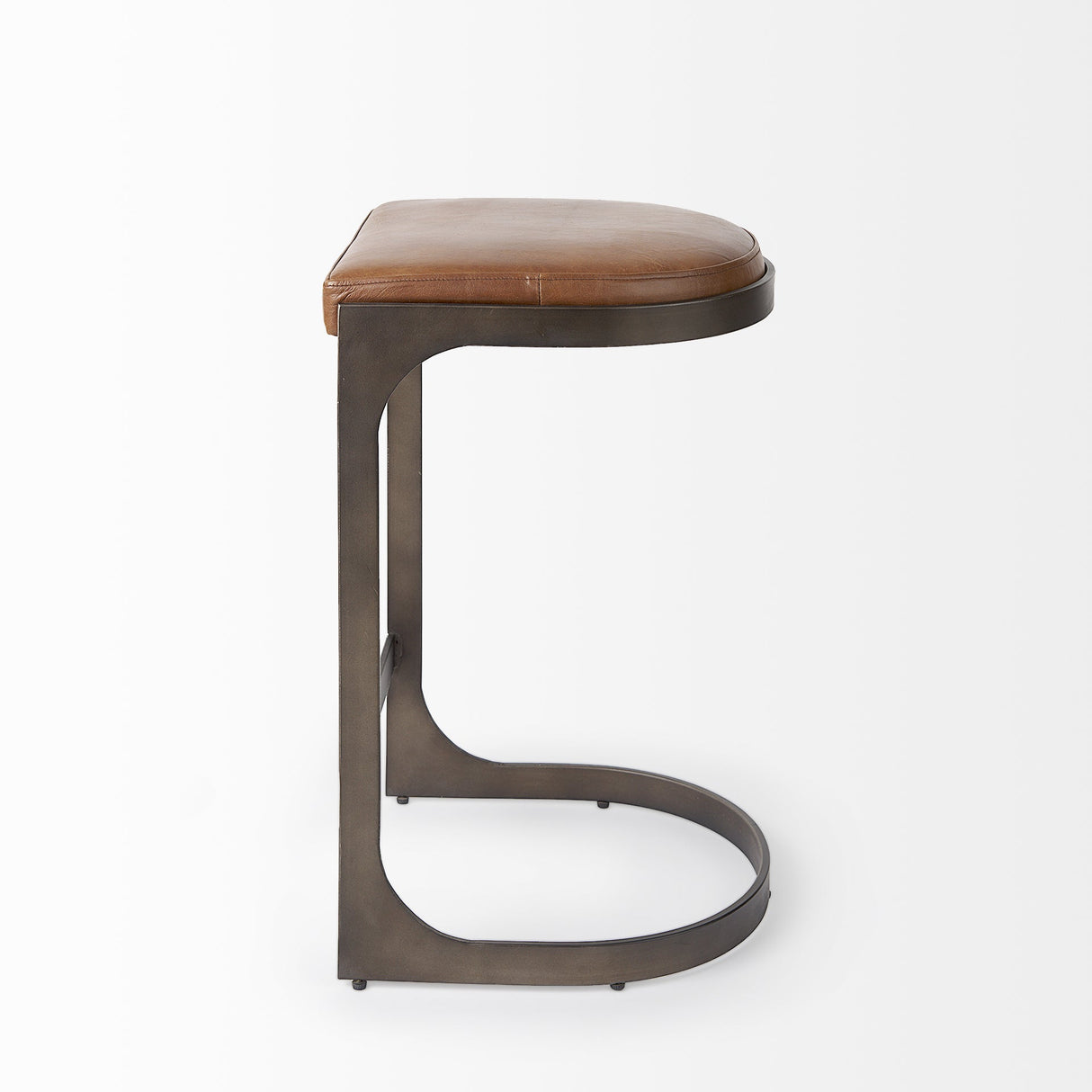 Tyson Brown Leather W/ Metal Frame Counter Stool by Mercana at Eve Furniture