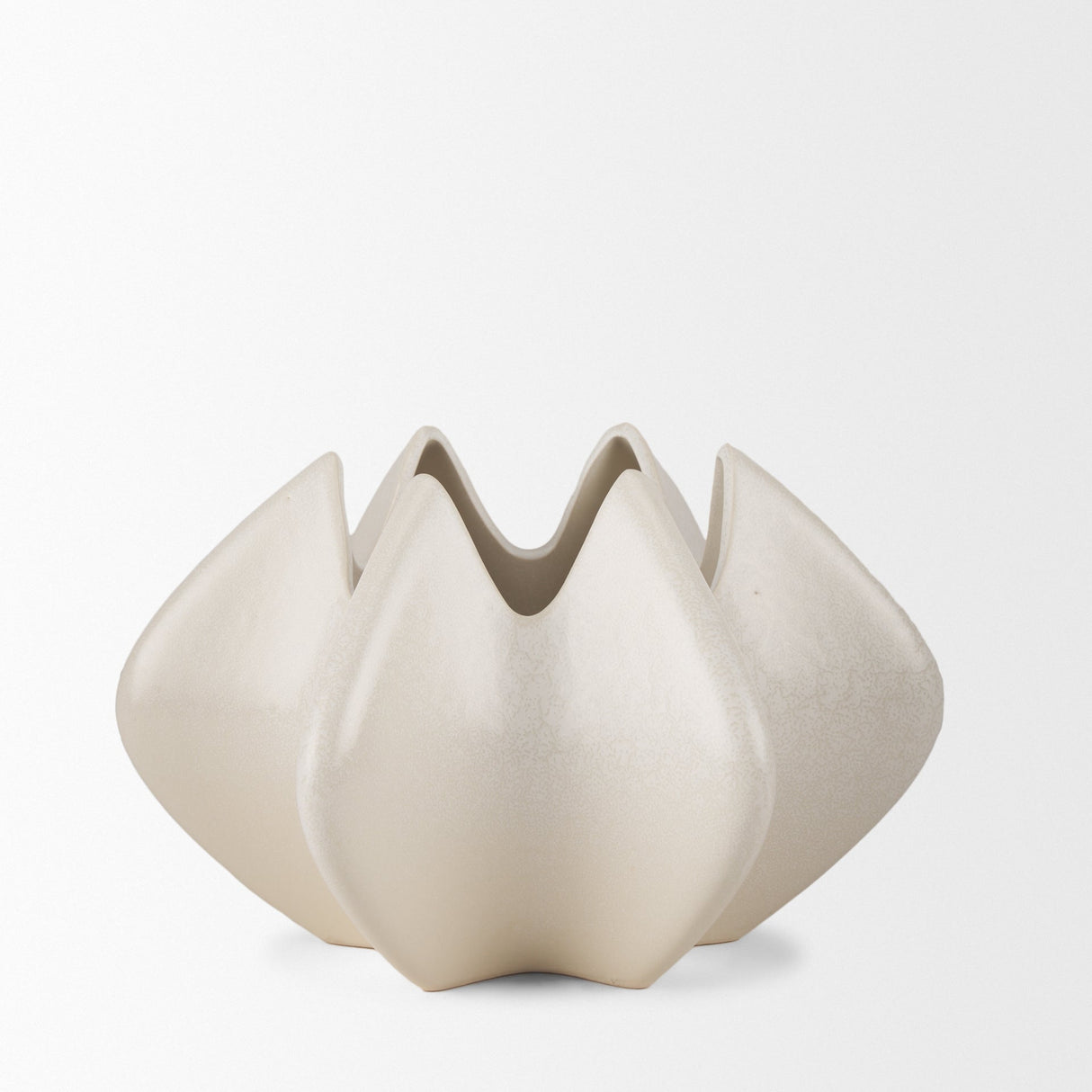Ulrich Sculptural Cream Glazed Ceramic Vase by Mercana at Eve Furniture