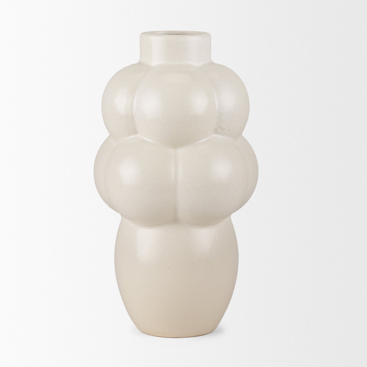 Ulvi Cream Glazed Bubble Ceramic Vase by Mercana at Eve Furniture