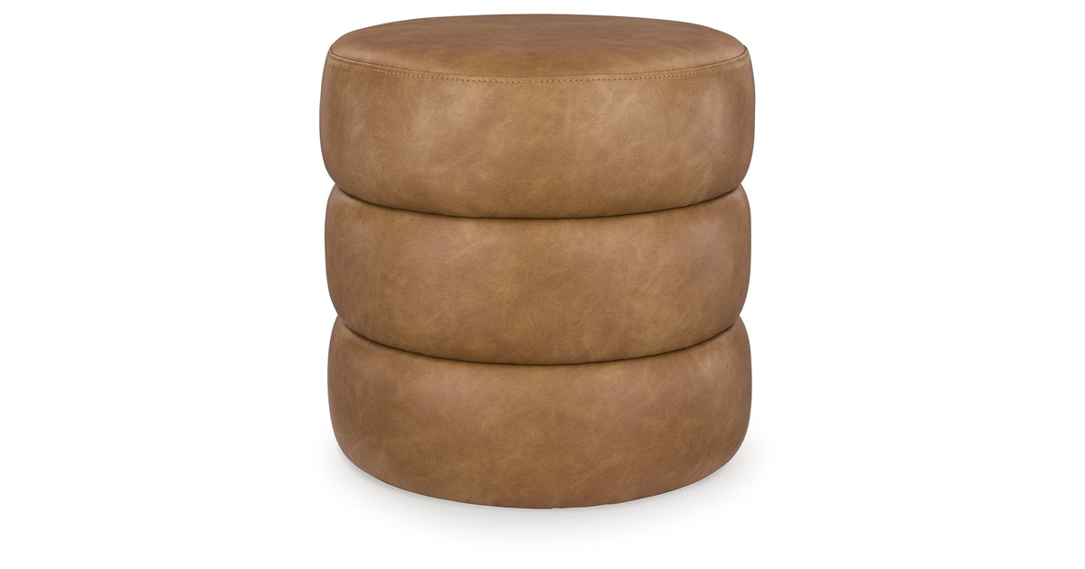 Ummi Caramel Swivel Accent Ottoman by Ashley at Eve Furniture
