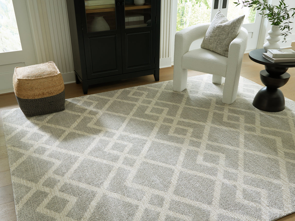 Unawick Gray/Ivory Large Rug by Ashley at Eve Furniture