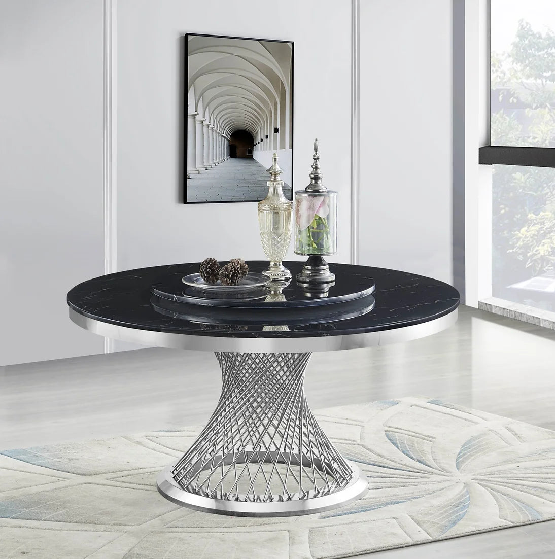 Unico Black/Chrome Dining Table by New Era Innovations at Eve Furniture