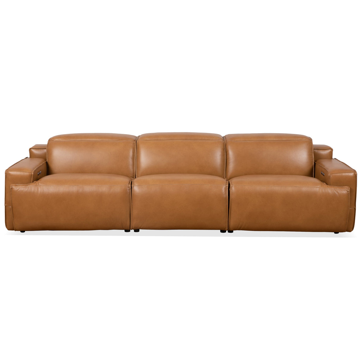 Urbana Triple PWR Tan Leather Recliner Sofa by Ashcroft Furniture at Eve Furniture