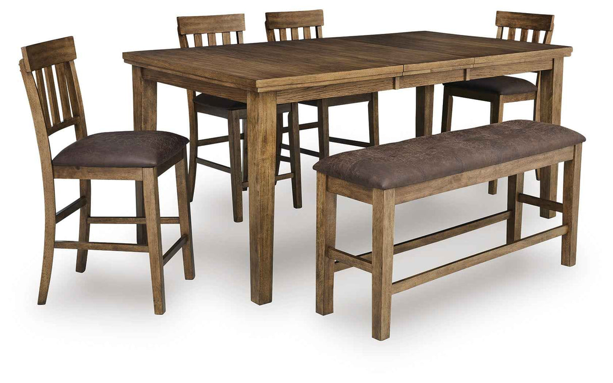 Urbinforte Light brown Counter Height Set with Bench by Ashley at Eve Furniture