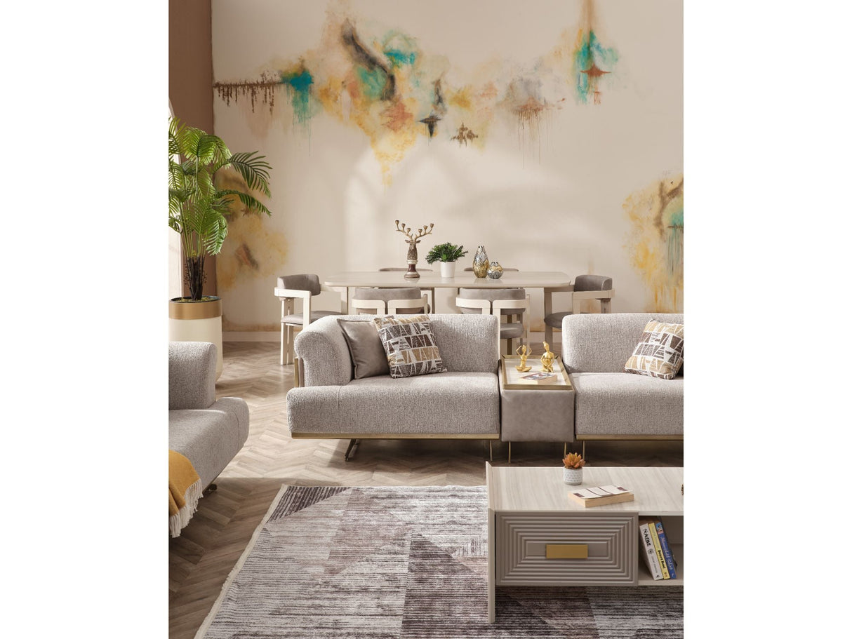 Urla 4-pieces (Sofa & Module Sofa & 2 Chair) Livingroom Set Cream by Furnia at Eve Furniture
