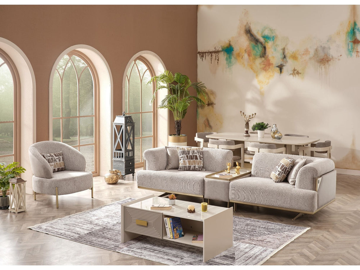 Urla Cream Stationary Module Sofa by Furnia at Eve Furniture