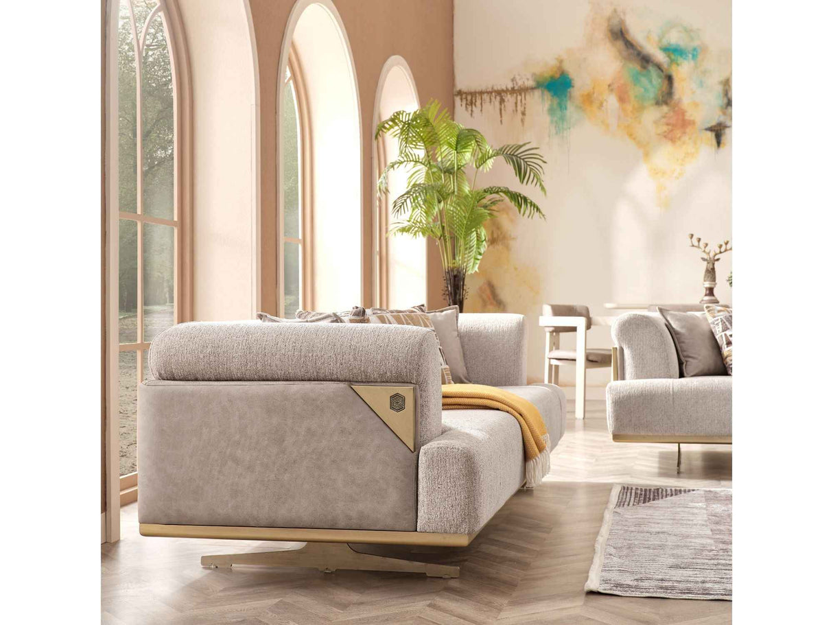 Urla Cream Stationary Sofa by Furnia at Eve Furniture