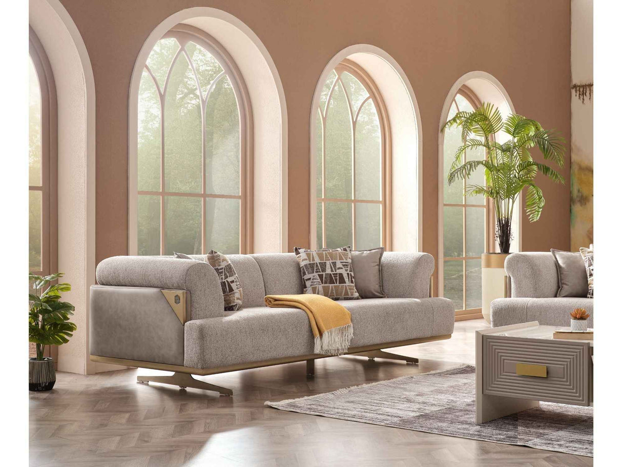 Urla Cream Stationary Sofa by Furnia at Eve Furniture