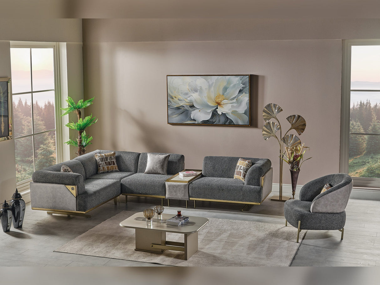 Urla Gray Modular Sectional by Furnia at Eve Furniture