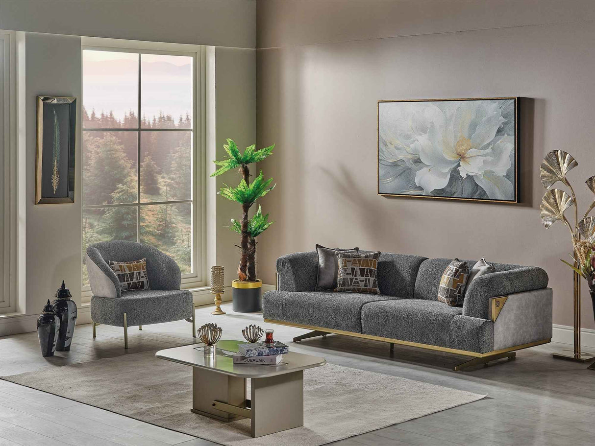 Urla Grey Stationary Sofa by Furnia at Eve Furniture
