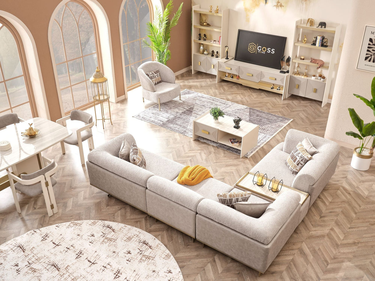 Urla Modular Sectional Sofa Cream by Furnia at Eve Furniture