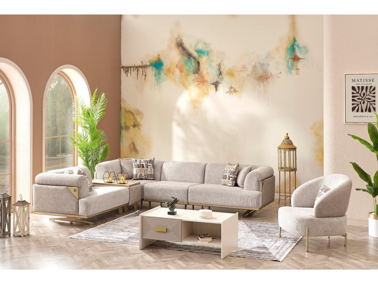 Urla Modular Sectional Sofa Cream by Furnia at Eve Furniture