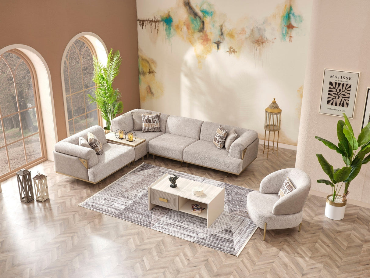 Urla Modular Sectional Sofa Cream by Furnia at Eve Furniture
