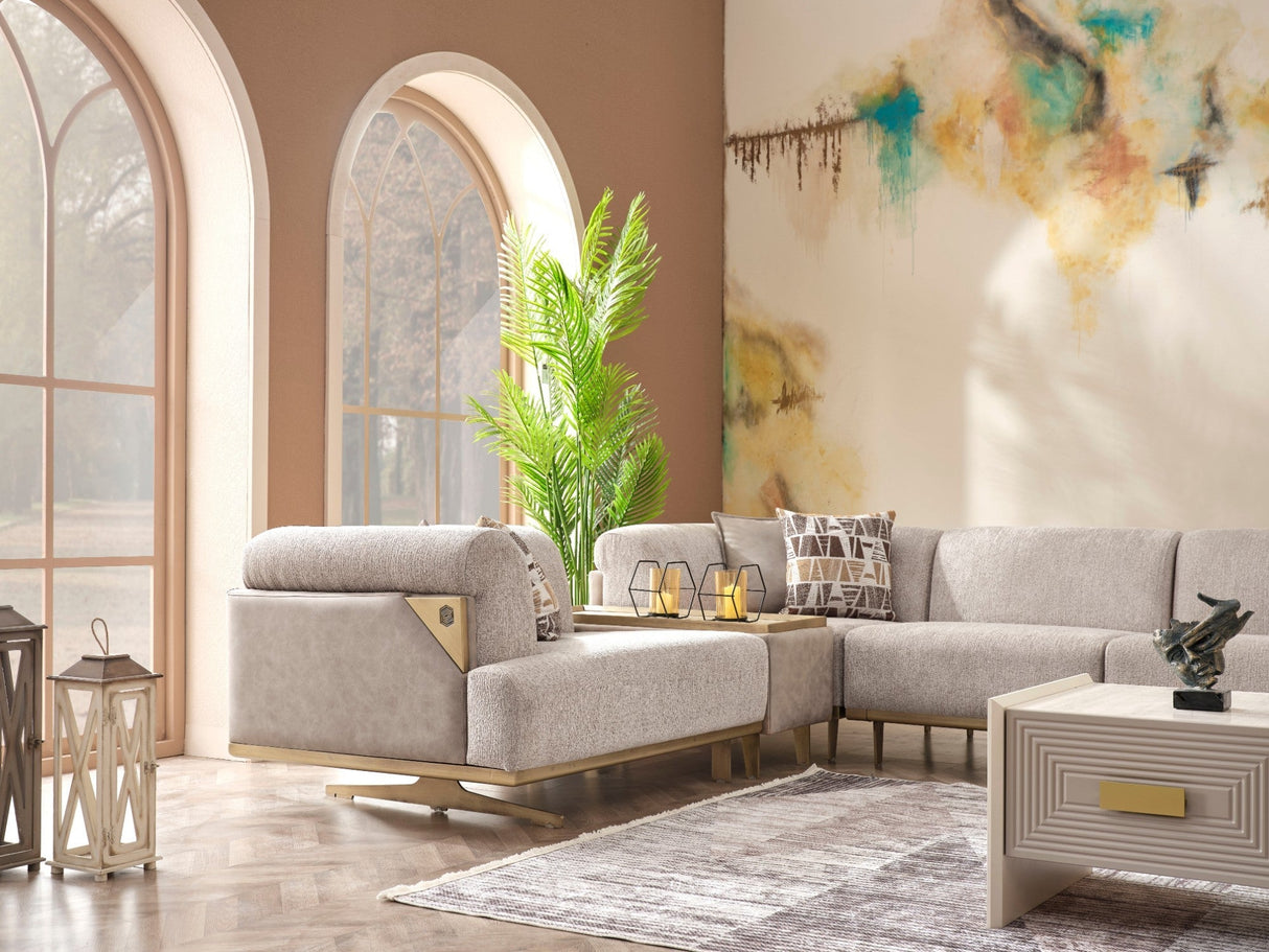 Urla Modular Sectional Sofa Cream by Furnia at Eve Furniture