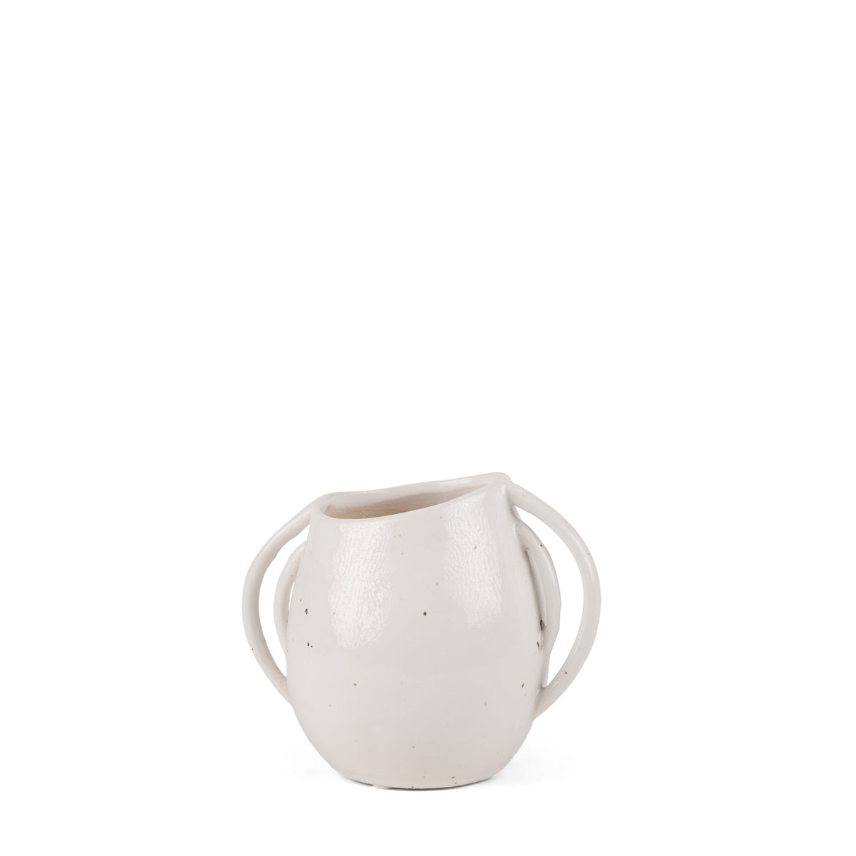 Urvi Short Off White Speckled Asymmetrical Ceramic Vase by Mercana at Eve Furniture