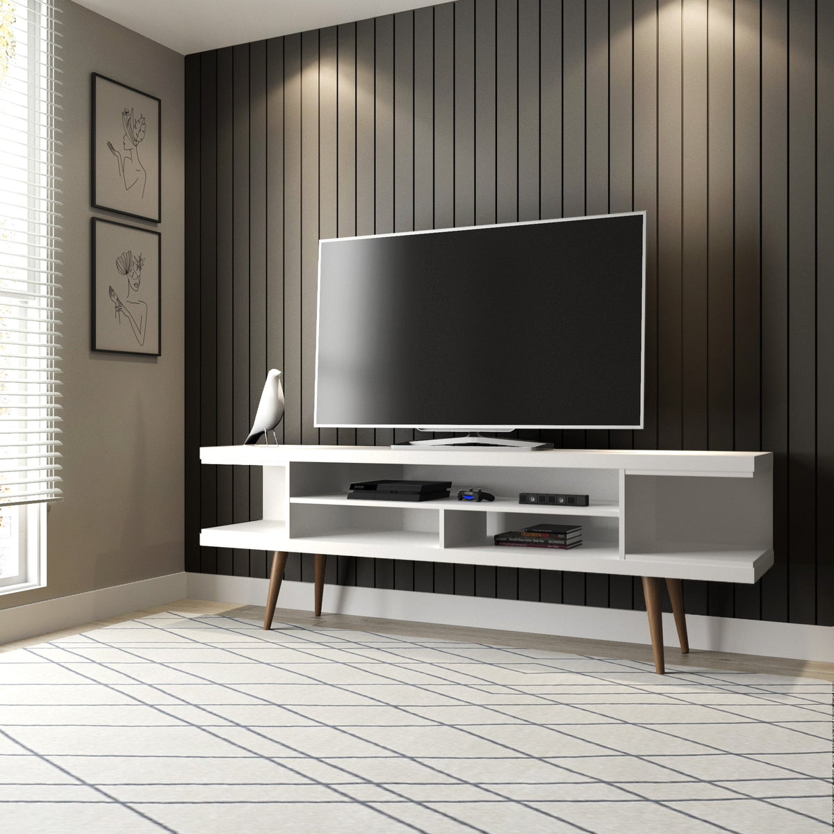 Utopia 70.47 TV Stand in White Matte by Manhattan Comfort at Eve Furniture