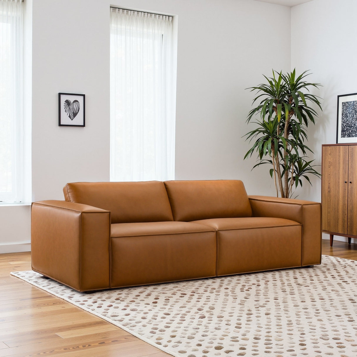 Uvalde Mid-Century Modern Vegan Leather Luxurious Sofa by Ashcroft Imports at Eve Furniture