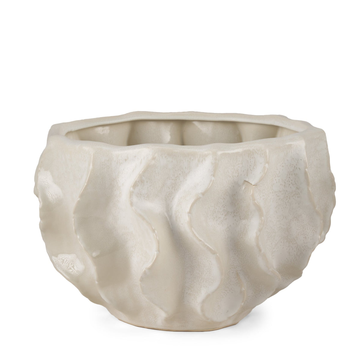 Vahn Sculptural Cream Glazed Decorative Ceramic Bowl by Mercana at Eve Furniture