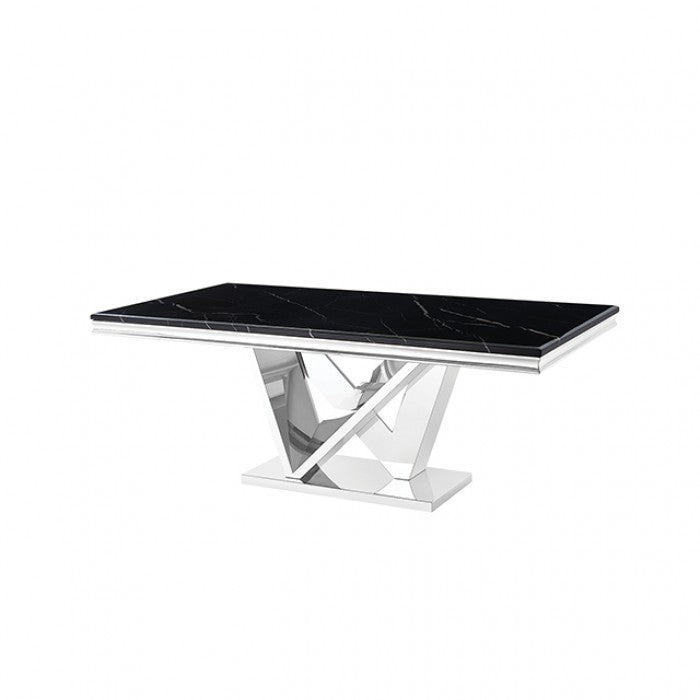 Valdevers Black/Chrome Dining Table by Furniture of America at Eve Furniture
