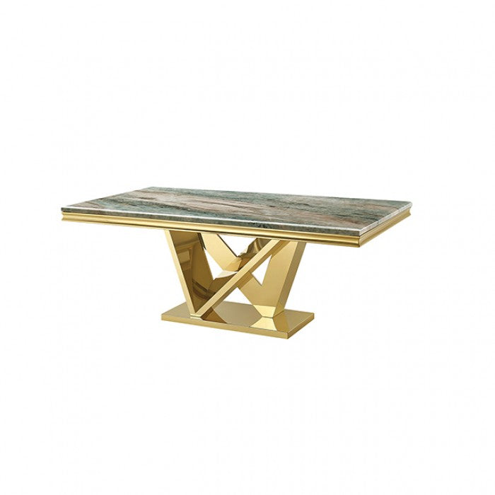 Valdevers Gold/Green Dining Table by Furniture of America at Eve Furniture
