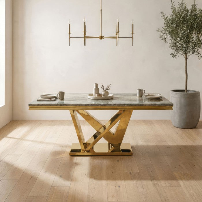 Valdevers Gold/Green Dining Table by Furniture of America at Eve Furniture