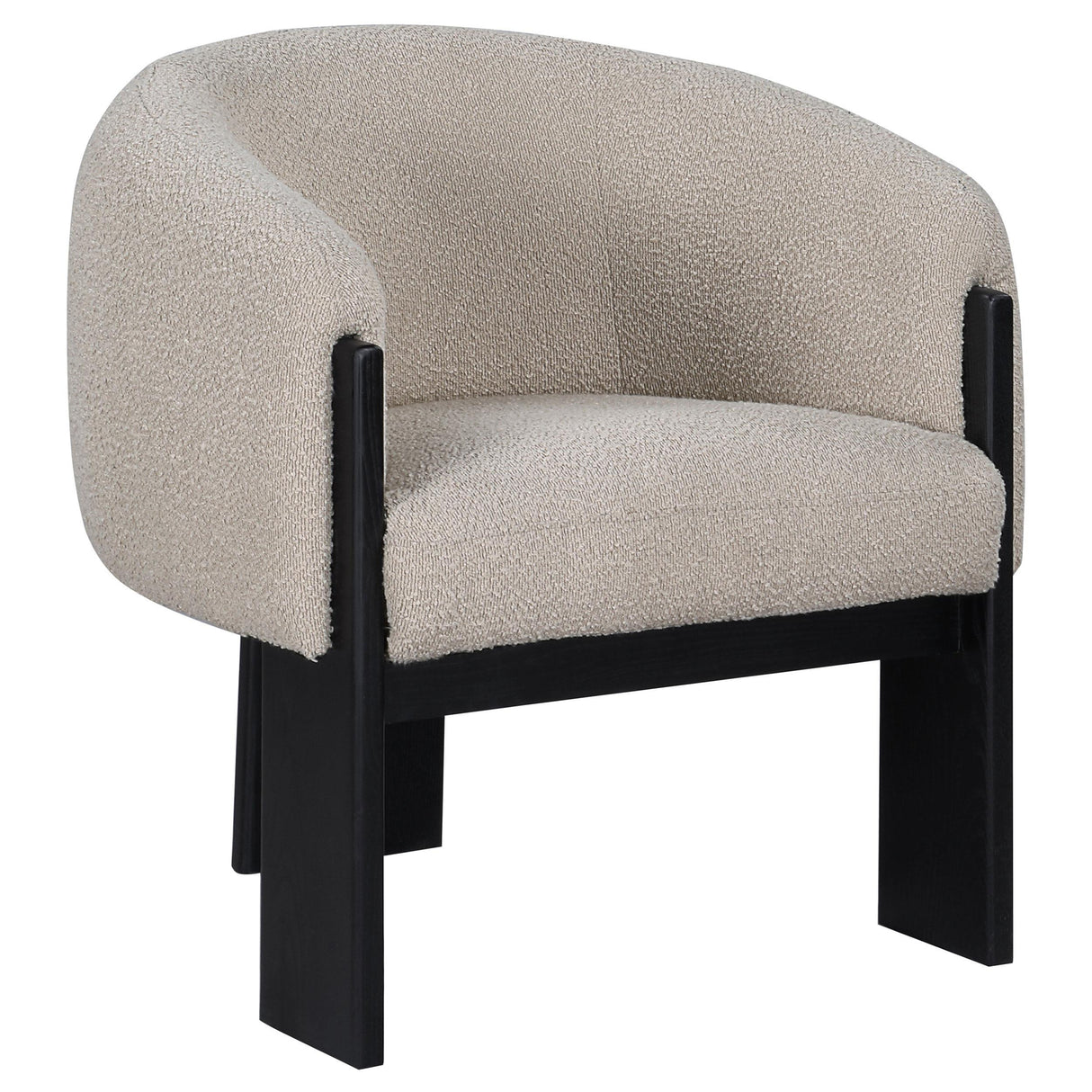 Valdez Beige Boucle Upholstered Barrel Back Accent Chair by Coaster at Eve Furniture