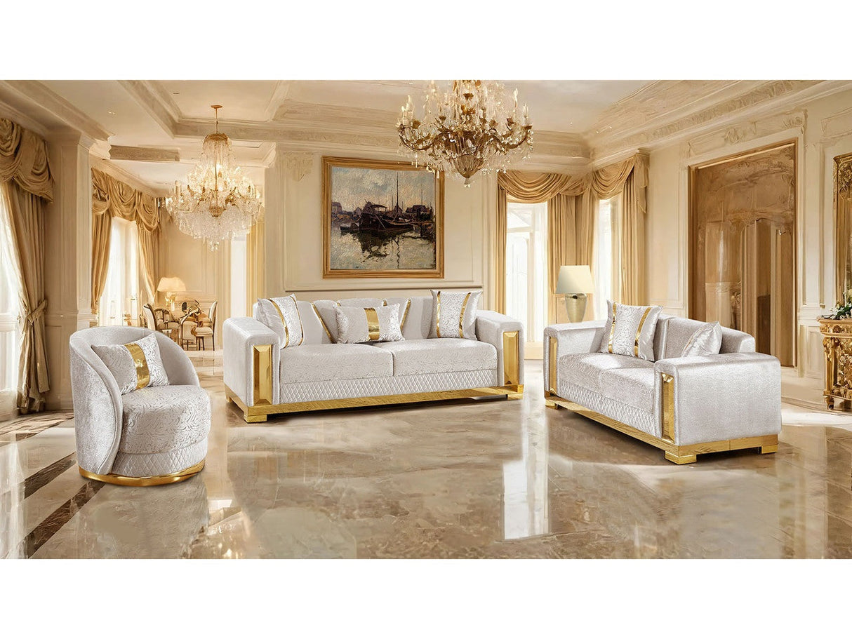 Valdosta Beige/Gold Sofa & Loveseat by Furniture of America at Eve Furniture