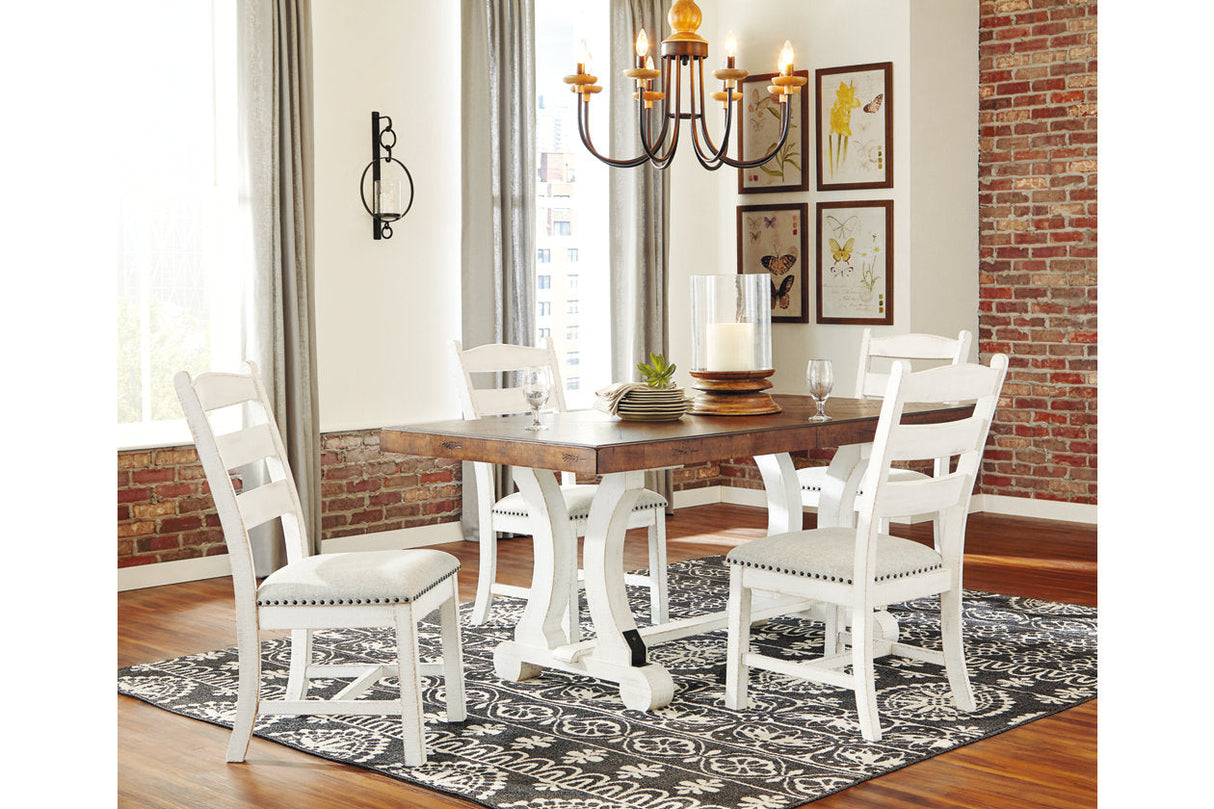 Valebeck Beige/White Dining Table and 4 Chairs by Ashley at Eve Furniture