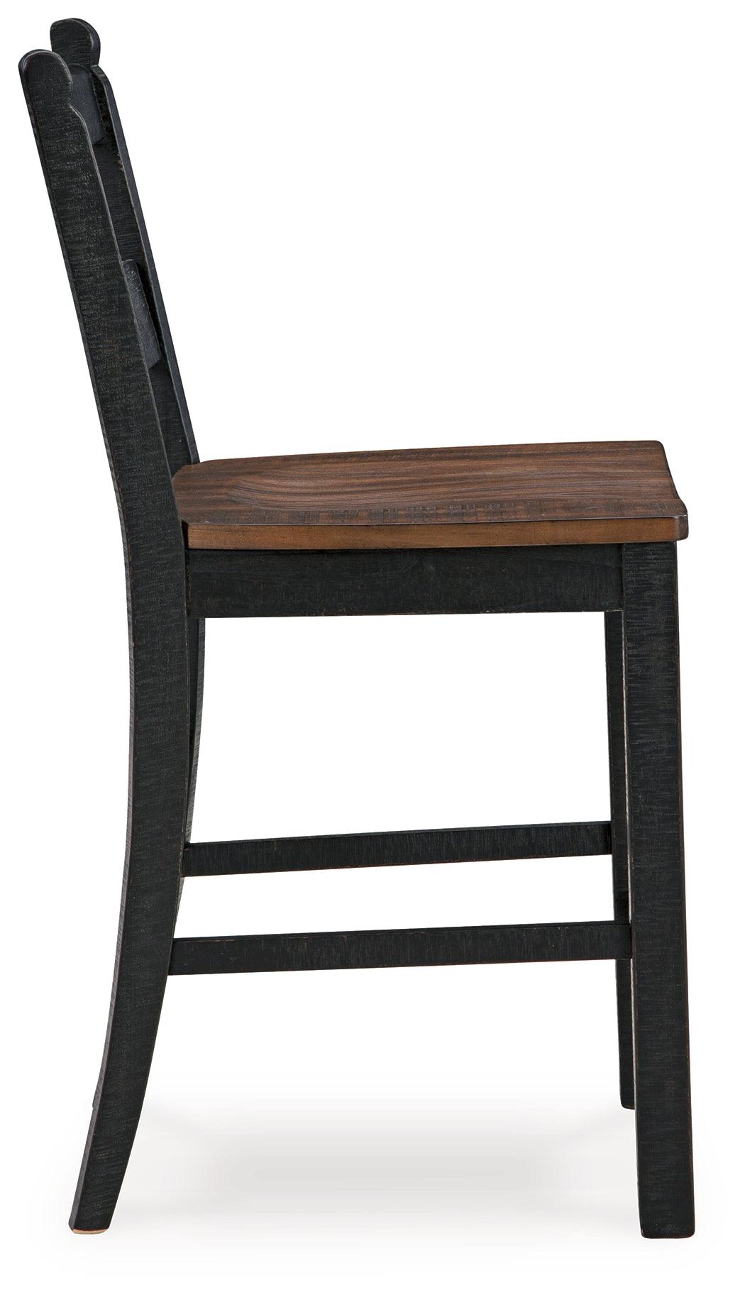 Valebeck Black/Brown Counter Height Barstool, Set of 2 by Ashley at Eve Furniture
