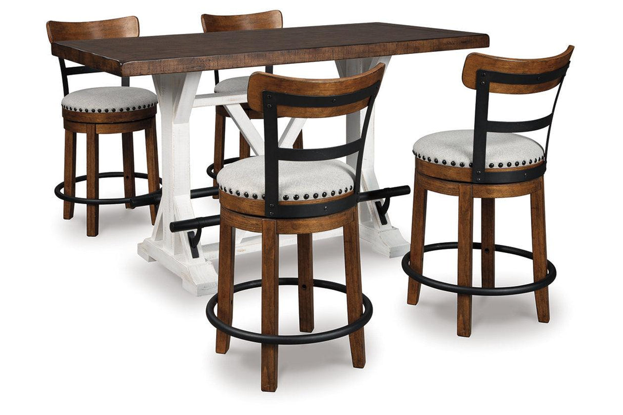 Valebeck Brown Counter Height Dining Table and 4 Barstools by Ashley at Eve Furniture