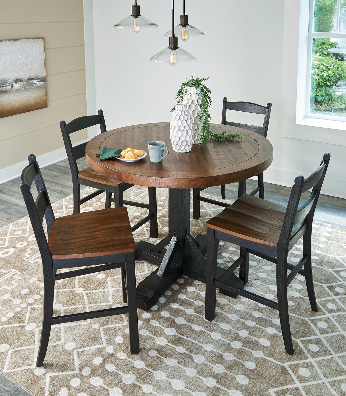 Valebeck Counter Height Dining Table and 4 Barstools with Storage in Multi by Ashley at Eve Furniture