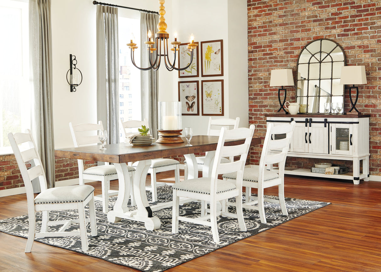 Valebeck Dining Table and 8 Chairs with Storage in White/Brown by Ashley at Eve Furniture