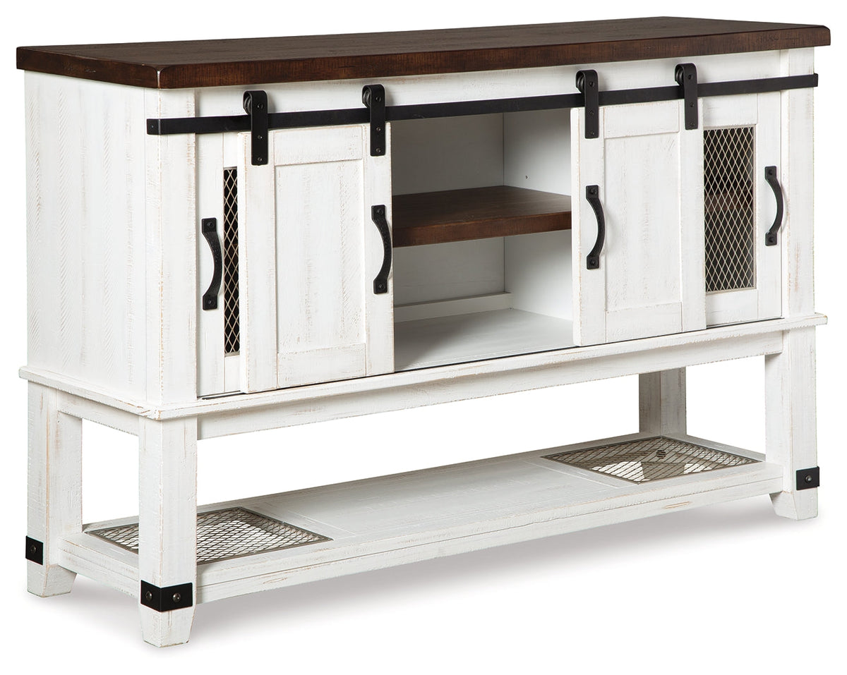 Valebeck Dining Table and 8 Chairs with Storage in White/Brown by Ashley at Eve Furniture