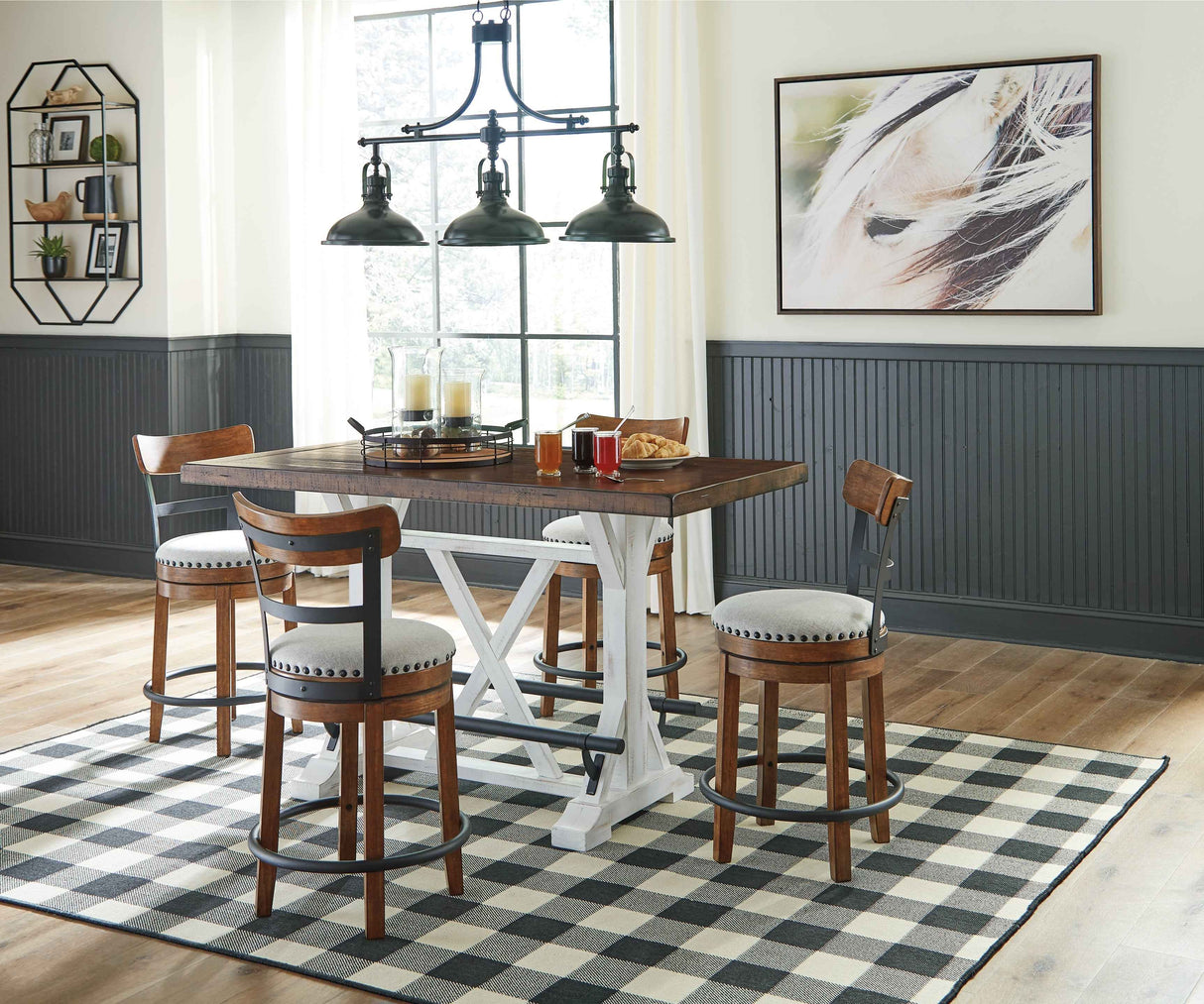 Valebeck White & Brown Counter Height Set by Ashley at Eve Furniture