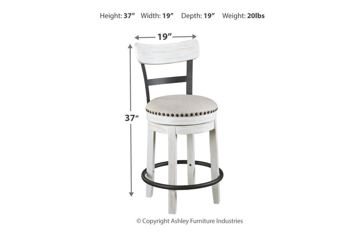 Valebeck White Counter Height Dining Table and 2 Barstools by Ashley at Eve Furniture
