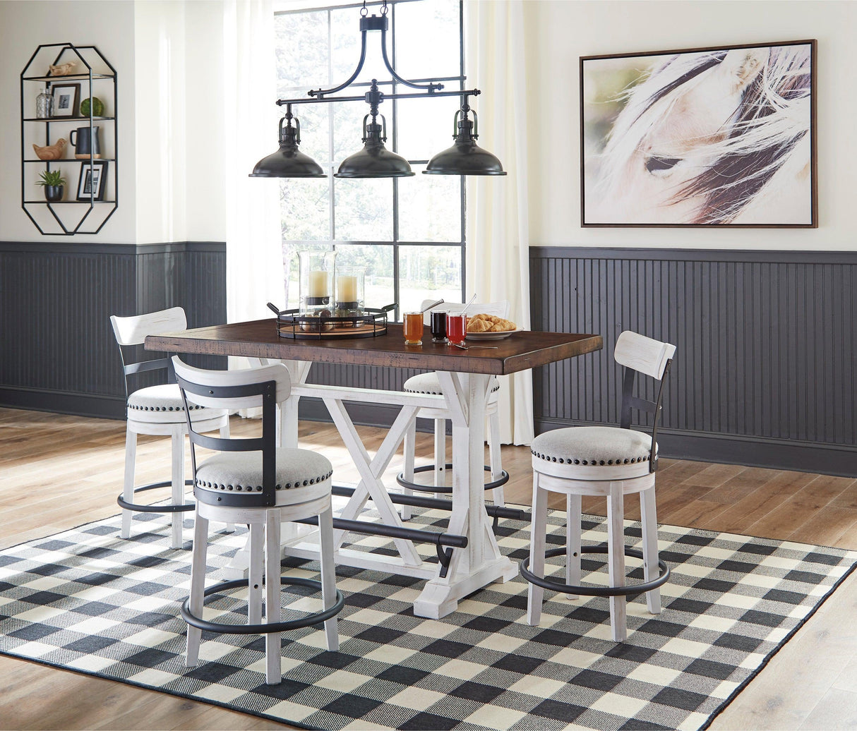 Valebeck White Counter Height Dining Table and 4 Barstools by Ashley at Eve Furniture