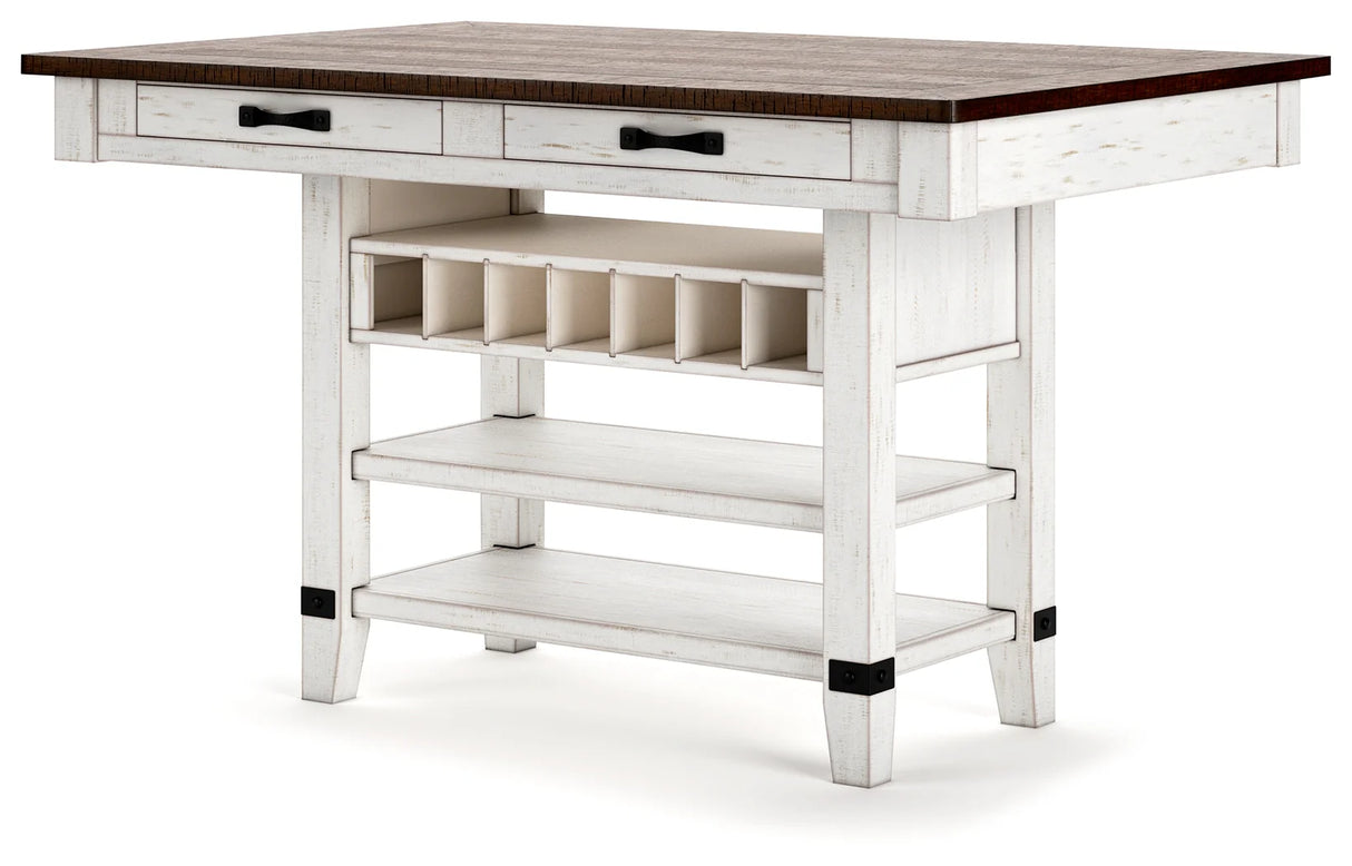 Valebeck White/Brown Counter Height Dining Table and 6 Chairs by Ashley at Eve Furniture