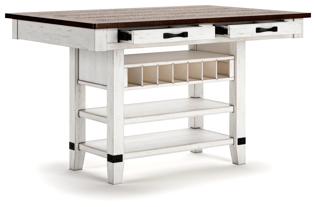Valebeck White/Brown Counter Height Dining Table by Ashley at Eve Furniture