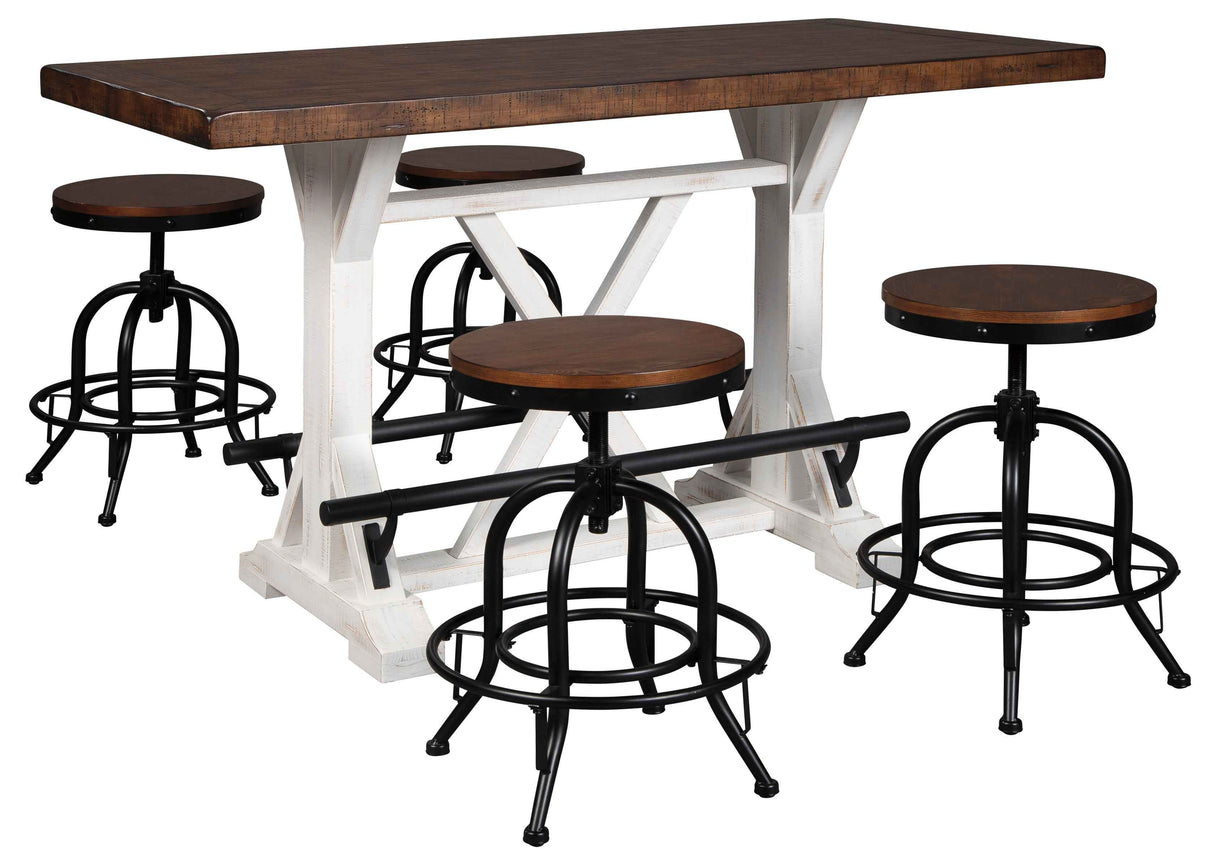 Valebeck White & Brown Counter Height Set by Ashley at Eve Furniture