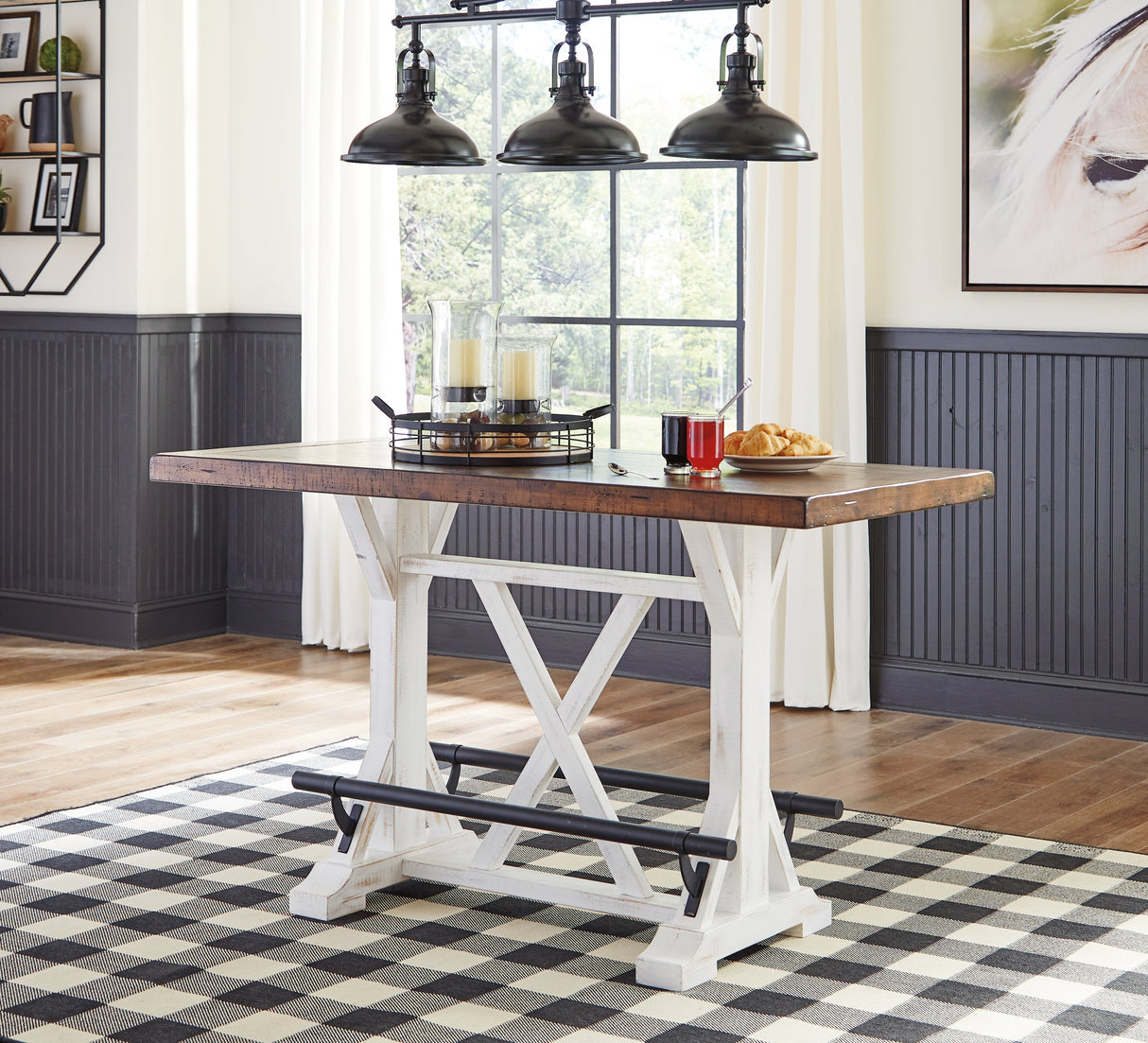 Valebeck White/Brown Counter Height Set by Ashley at Eve Furniture