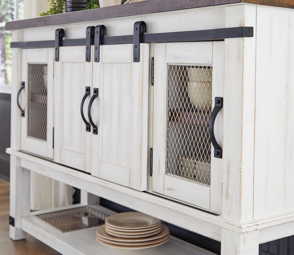 Valebeck White/Brown Dining Server by Ashley at Eve Furniture