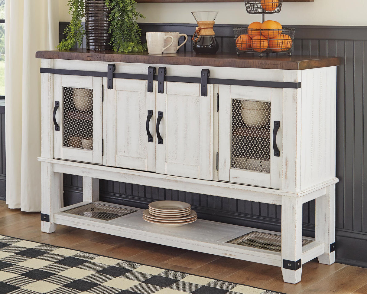 Valebeck White/Brown Dining Server by ASHLEY FURNITURE at Eve Furniture