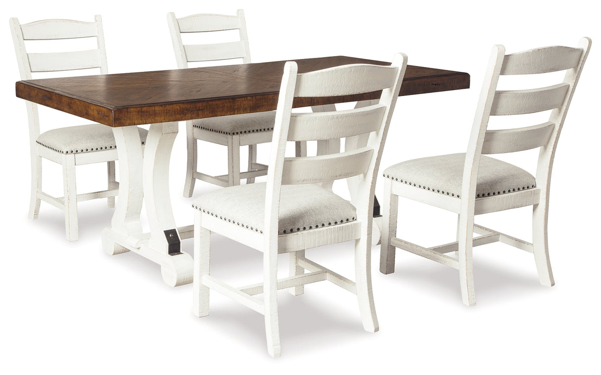 Valebeck White/Brown Dining Table and 4 Chairs by Ashley at Eve Furniture