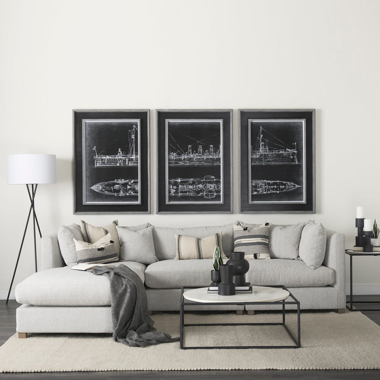 Valence 3 Piece Light Gray Modular Sofa Set by Mercana at Eve Furniture