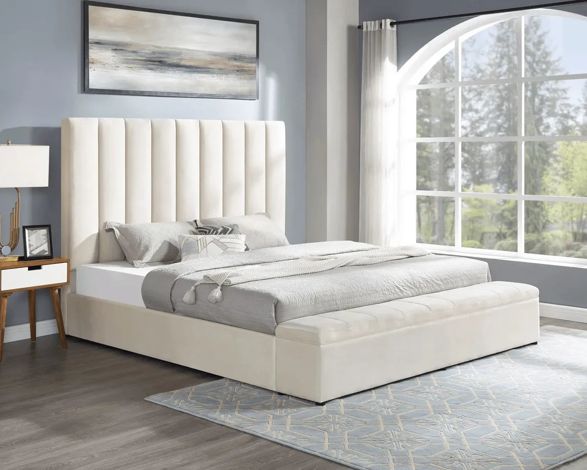Valencia Beige Queen Platform Bed by Happy Homes at Eve Furniture