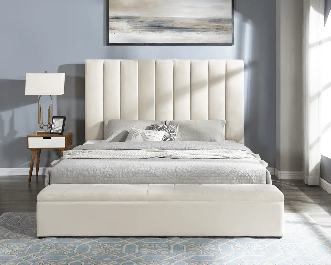 Valencia Beige Queen Platform Bed by Happy Homes at Eve Furniture